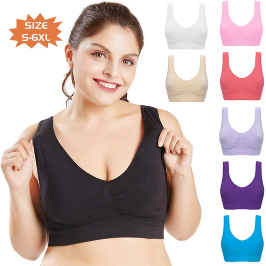 Plus Size Seamless Bra for Women with Removable Pads – Wireless Full Cup Bralette | Sizes S to 6XL
