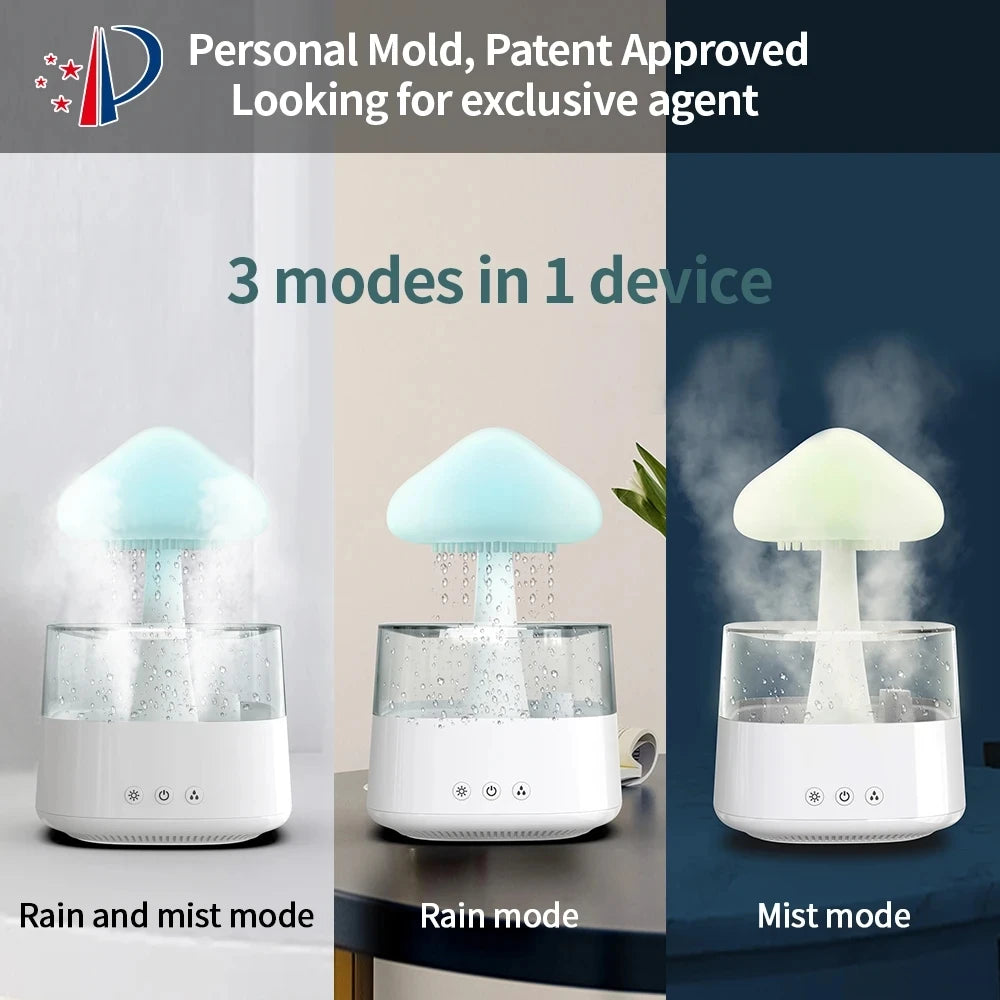 Mushroom Aroma Diffuser Rain Cloud (GO-KMM-103-HXDW) – Relaxing Mist & LED Ambience