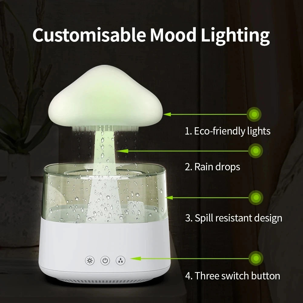 Mushroom Aroma Diffuser Rain Cloud (GO-KMM-103-HXDW) – Relaxing Mist & LED Ambience