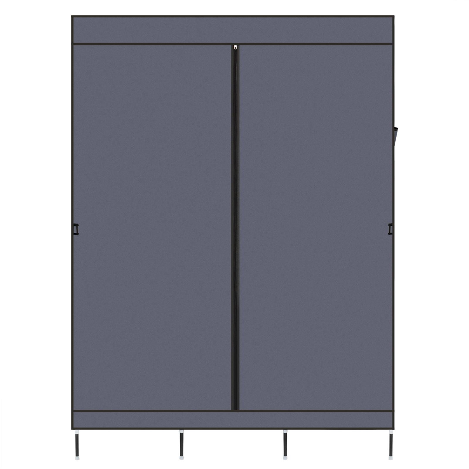 71" Portable Closet Wardrobe Organizer with Shelves, Gray Fabric Clothes Storage Rack