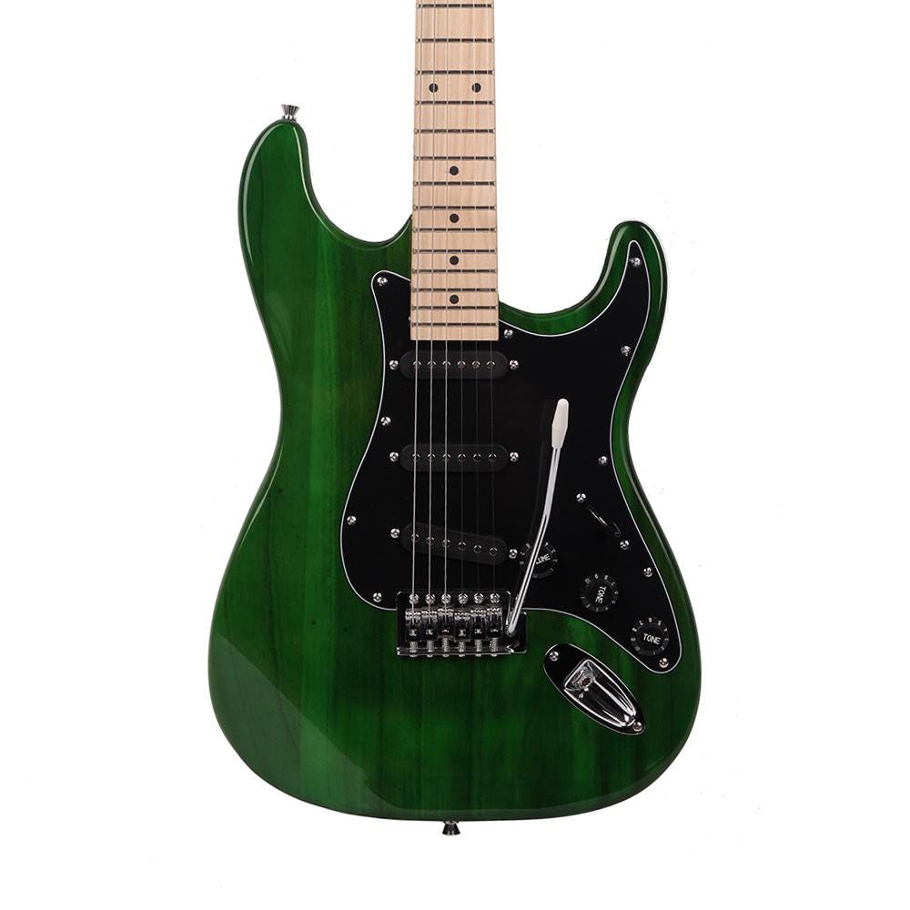 Green Electric Guitar Kit, Basswood Body, Amplifier & Accessories
