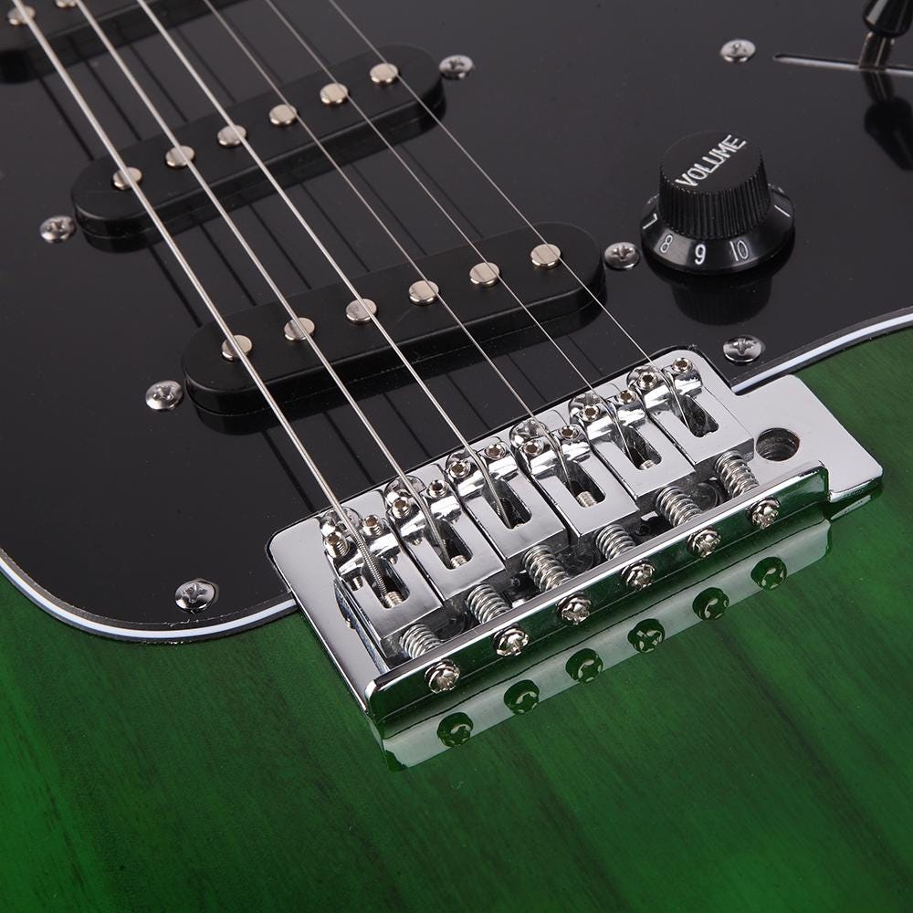 Green Electric Guitar Kit, Basswood Body, Amplifier & Accessories