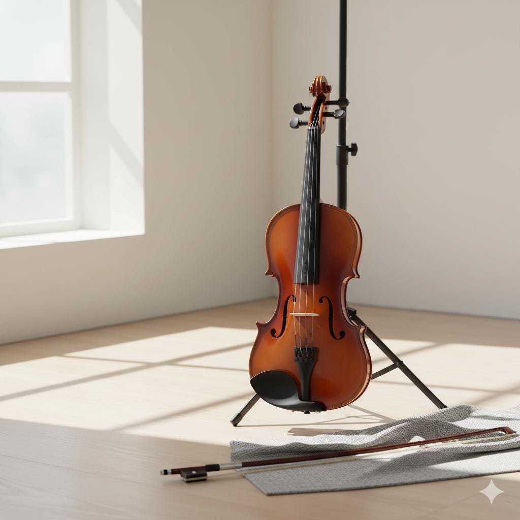 Acoustic Violin Full Size Set: Basswood, Bow, Case & Rosin