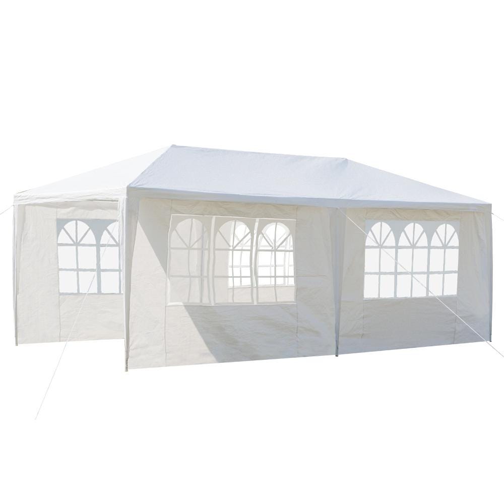 10x20 Outdoor Party Tent White Waterproof Gazebo Canopy with 4 Sidewalls Wedding Event Patio Shelter Backyard Pavilion