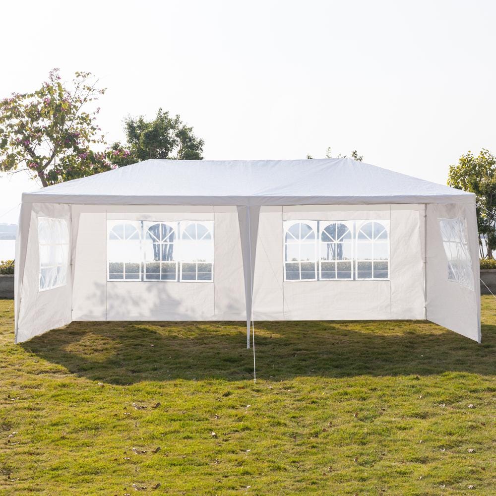 10x20 Outdoor Party Tent White Waterproof Gazebo Canopy with 4 Sidewalls Wedding Event Patio Shelter Backyard Pavilion