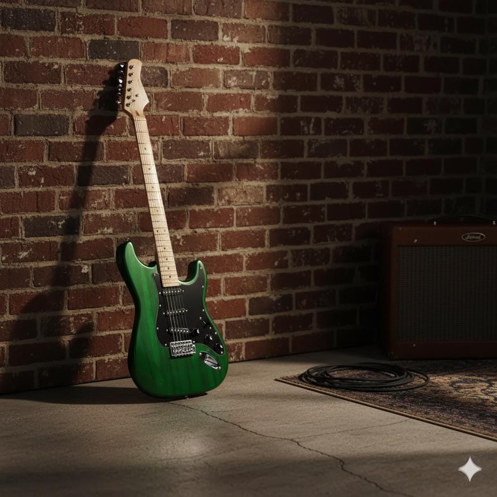 Green Electric Guitar Kit, Basswood Body, Amplifier & Accessories