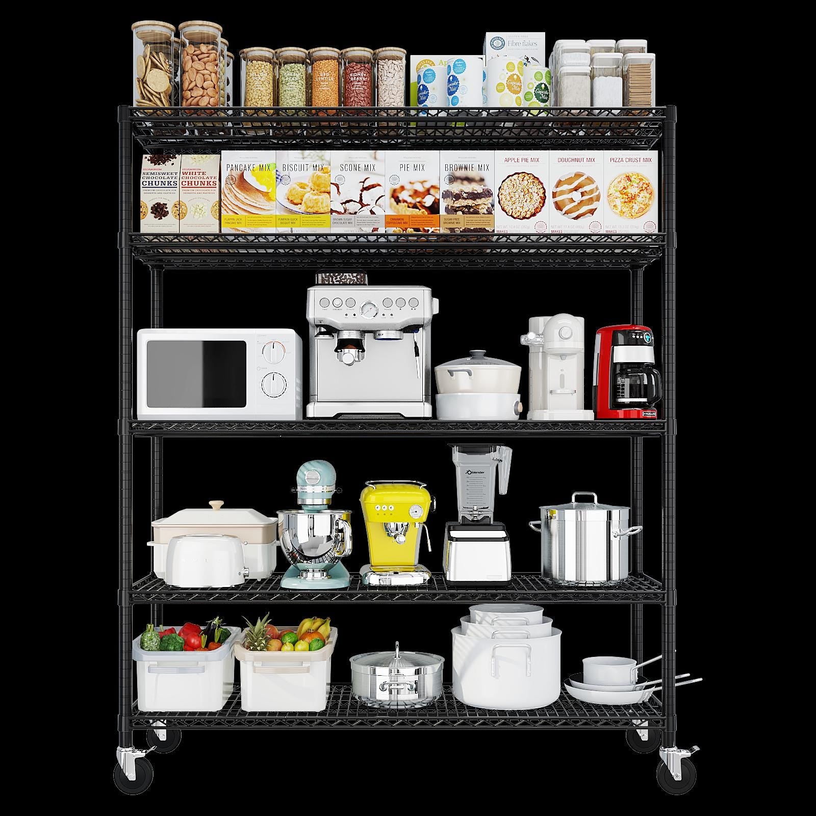 Heavy Duty 5-Tier Metal Storage Shelves | Rolling Garage Shelving Unit