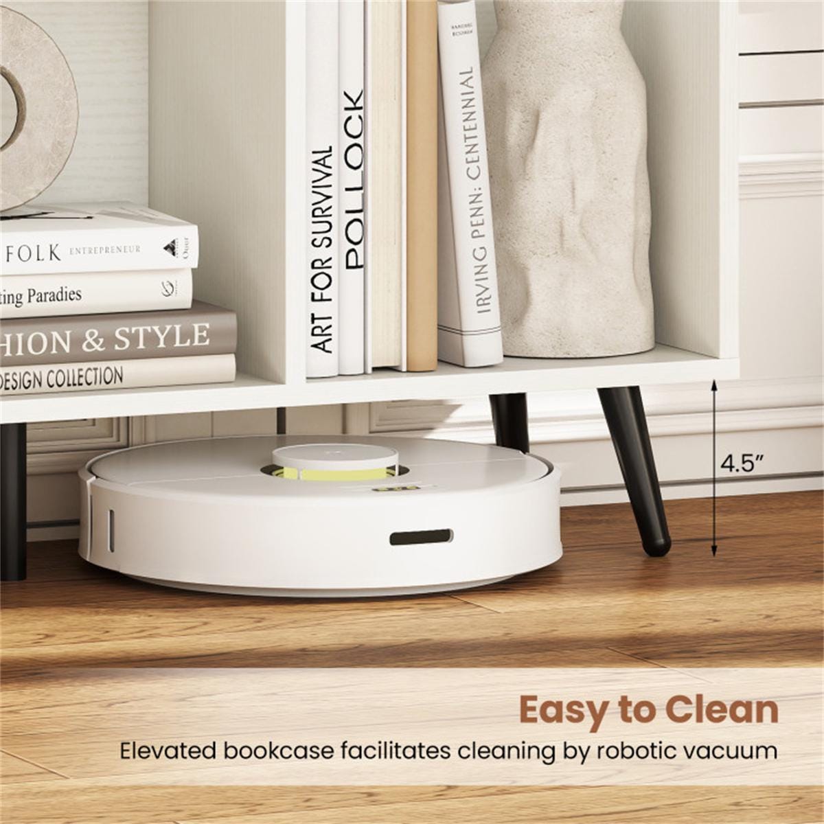 8 Cube Bookcase 3-Tier Modern Bookshelf with Metal Legs | White Storage Organizer for Home Office Decor & Display