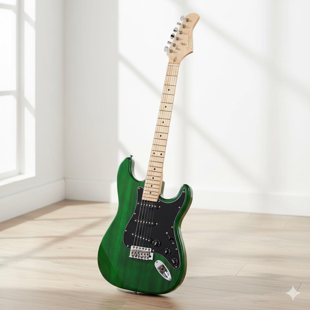 Green Electric Guitar Kit, Basswood Body, Amplifier & Accessories