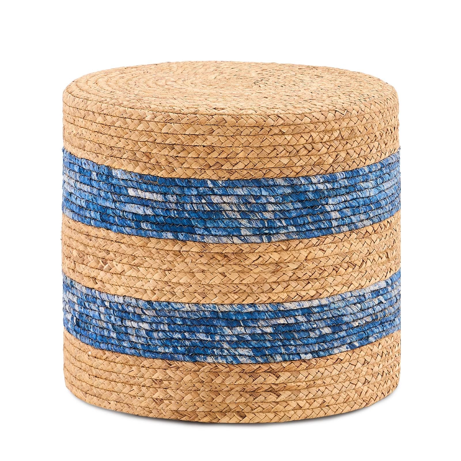 Handmade Woven Water Hyacinth Foot Stool Ottoman Natural Eco-Friendly Rustic Home Decor Low Seat Handcrafted Accent Chair