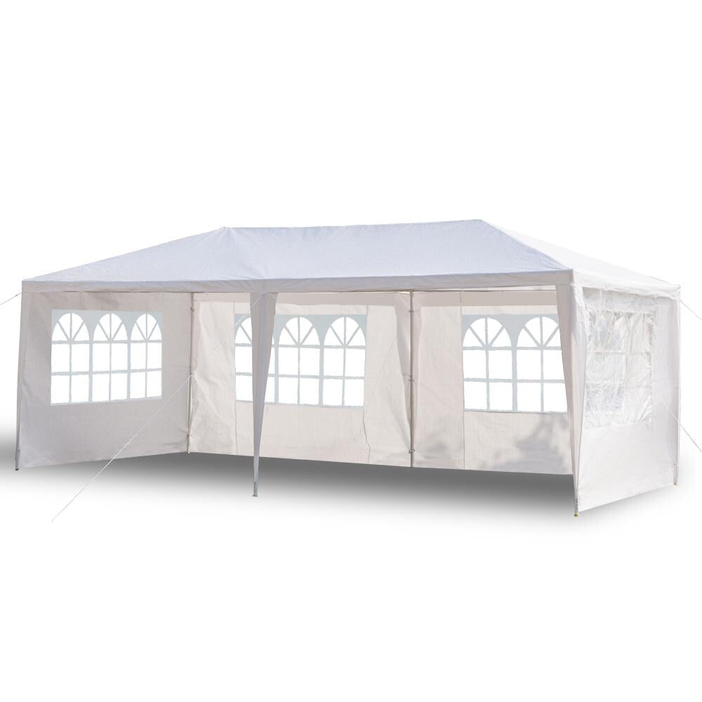 10x20 Outdoor Party Tent White Waterproof Gazebo Canopy with 4 Sidewalls Wedding Event Patio Shelter Backyard Pavilion