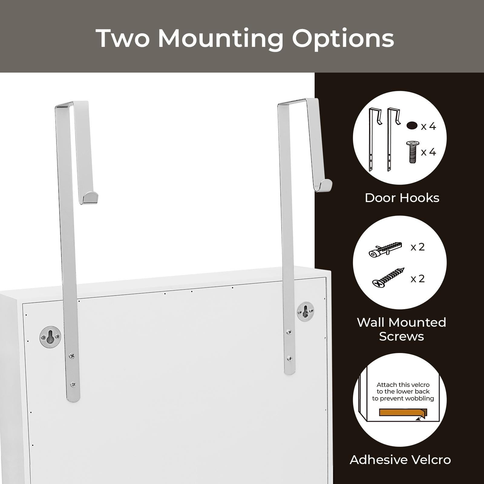 Wall Hanging Jewelry Mirror Cabinet with Lock | Full-Length PVC Film Door Jewelry Organizer, Velvet Lining & Hooks for Women