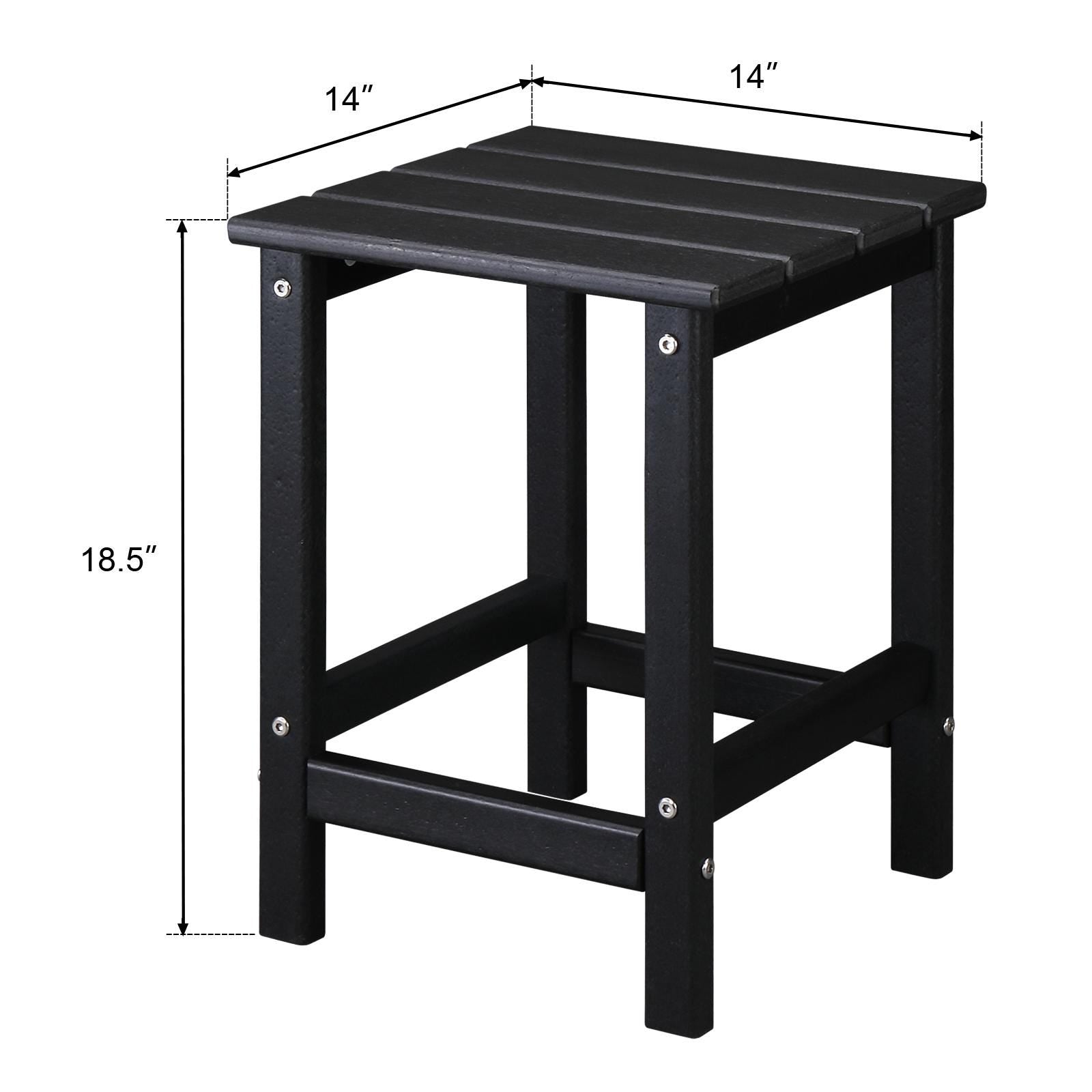 36×36×47cm HDPE Side Table | Black Single Layer Square Table, Bedroom, Living Room, Office, Guest Room, Bathroom, Modern Design